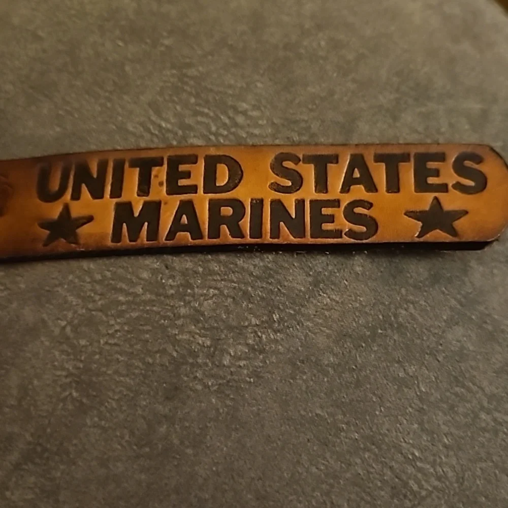 3/$30 US Marine Corp Leather Keychain Ring Holder Bag Tag